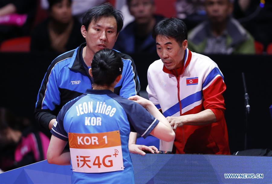 (SP)SWEDEN-HALMSTAD-ITTF WORLD TEAM CHAMPIONSHIPS 2018-SEMIFINAL-DPRK AND SOUTH KOREA